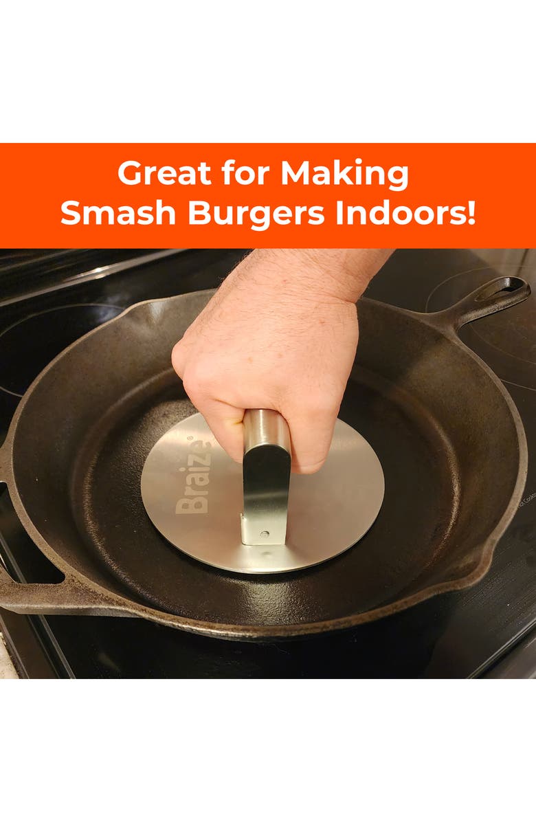 Braize Folding Handle Burger Press, Alternate, color, Silver