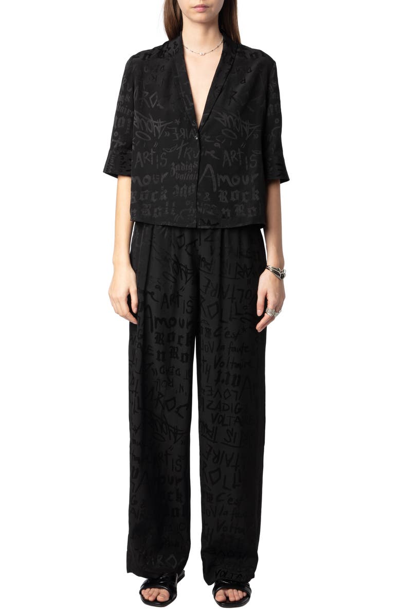 Zadig & Voltaire Pin Jac Manifesto Silk Pants, Alternate, color, 