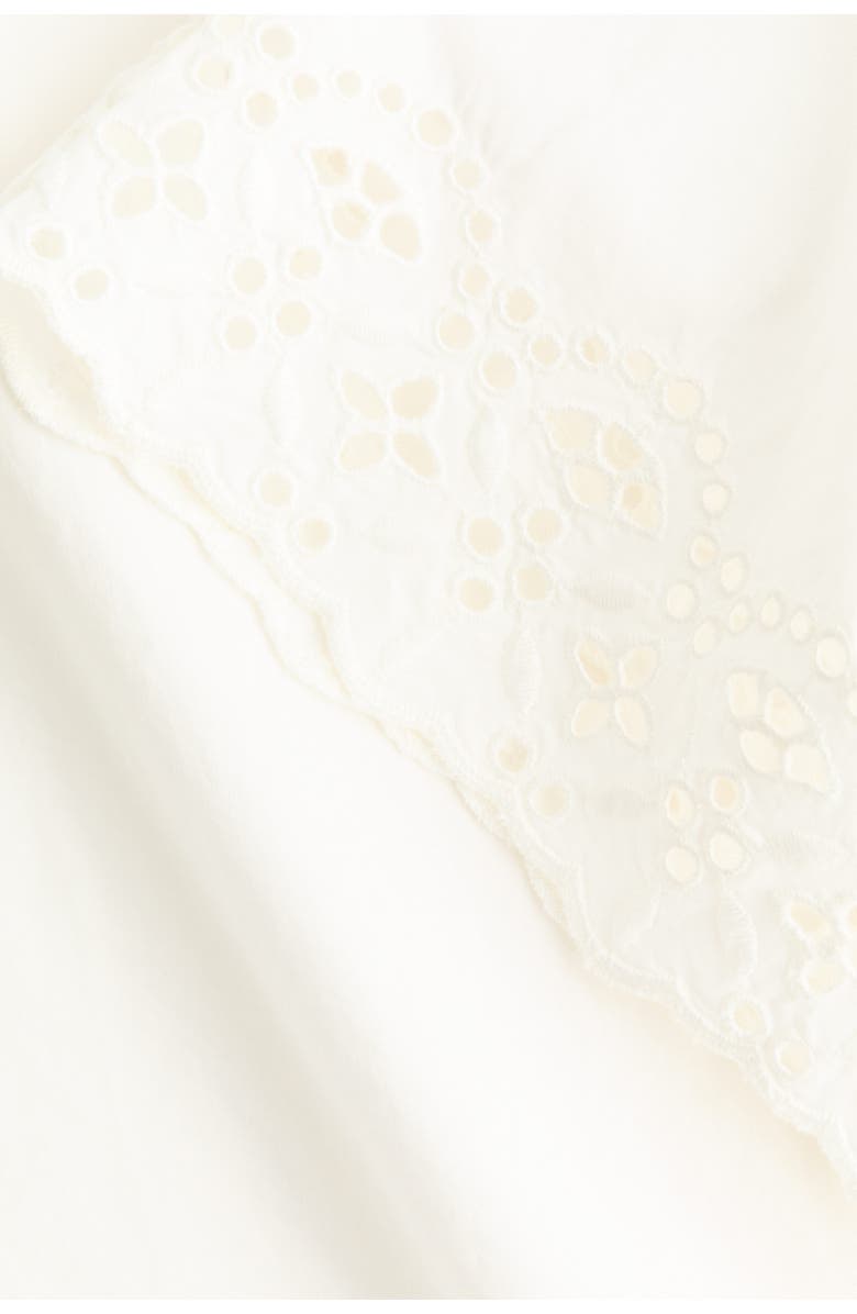 H&M Broderie-anglaise Cotton Popover Shirt, Alternate, color, White