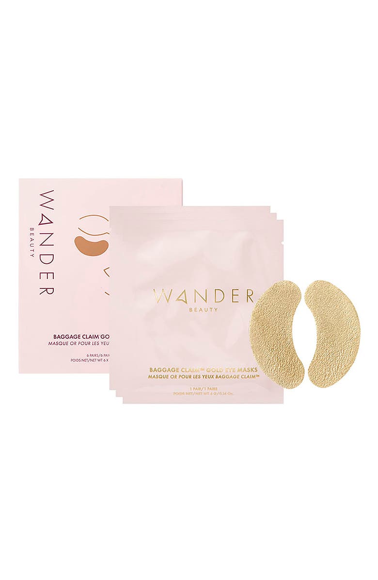 Wander Beauty Baggage Claim Gold Eye Masks Travel Pack, Main, color,