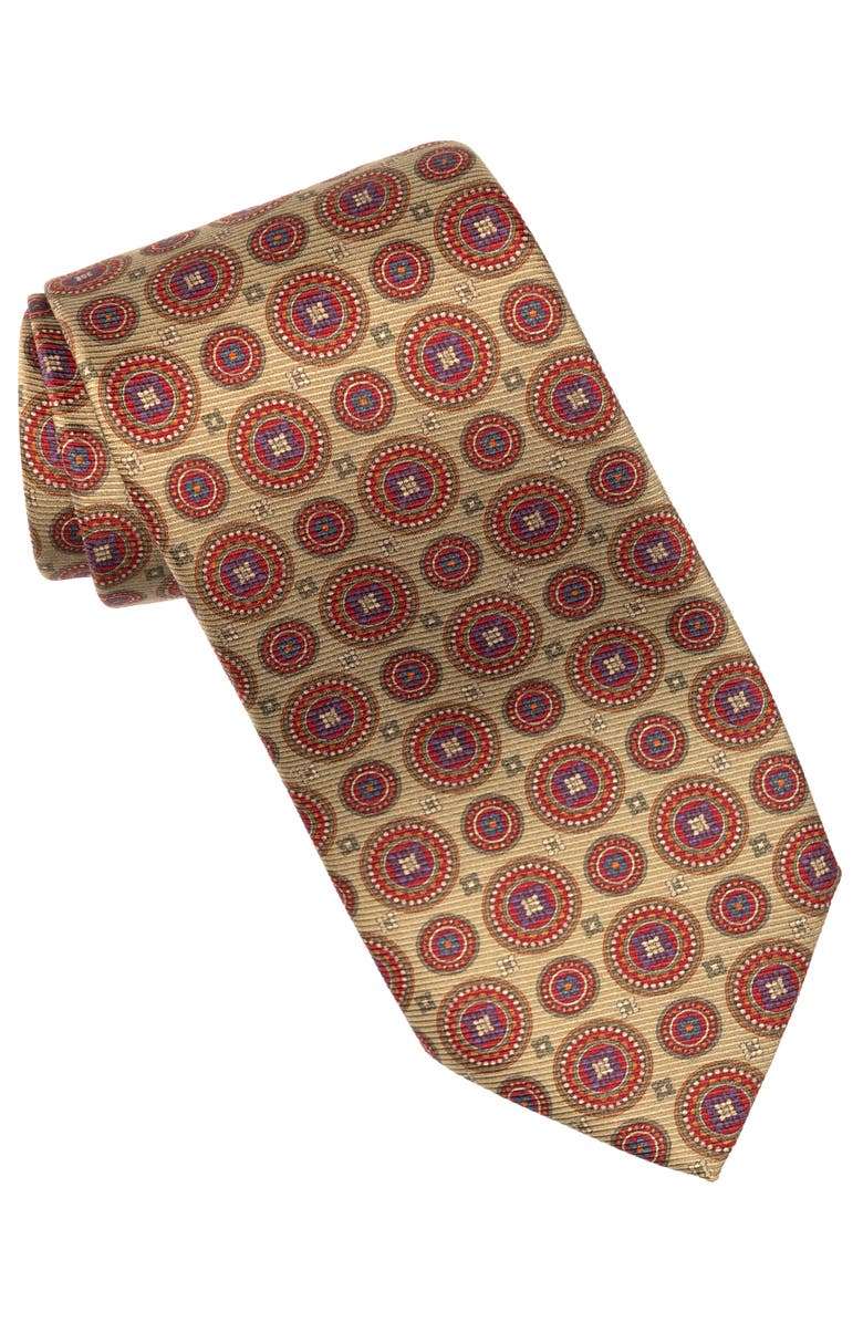 Elizabetta Farnese - Printed Madder Silk Tie for Men, Main, color, Sage Green