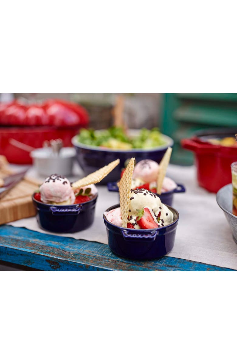 Staub Dark Blue 3-Piece Mini Round Cocotte Set, Alternate, color, Dark Blue