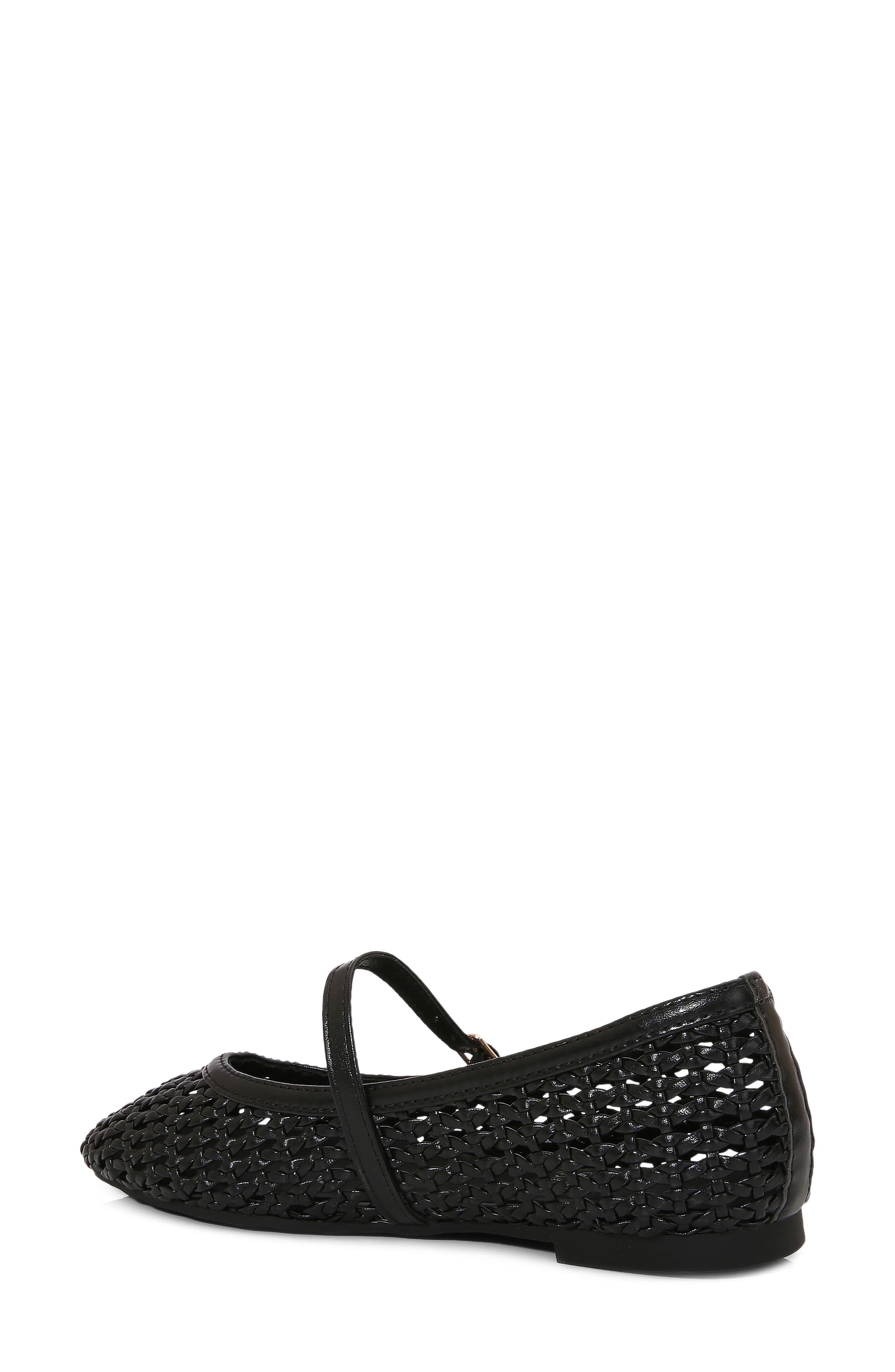 Gaby Woven Mary Jane Flat, Alternate, color, BLACK
