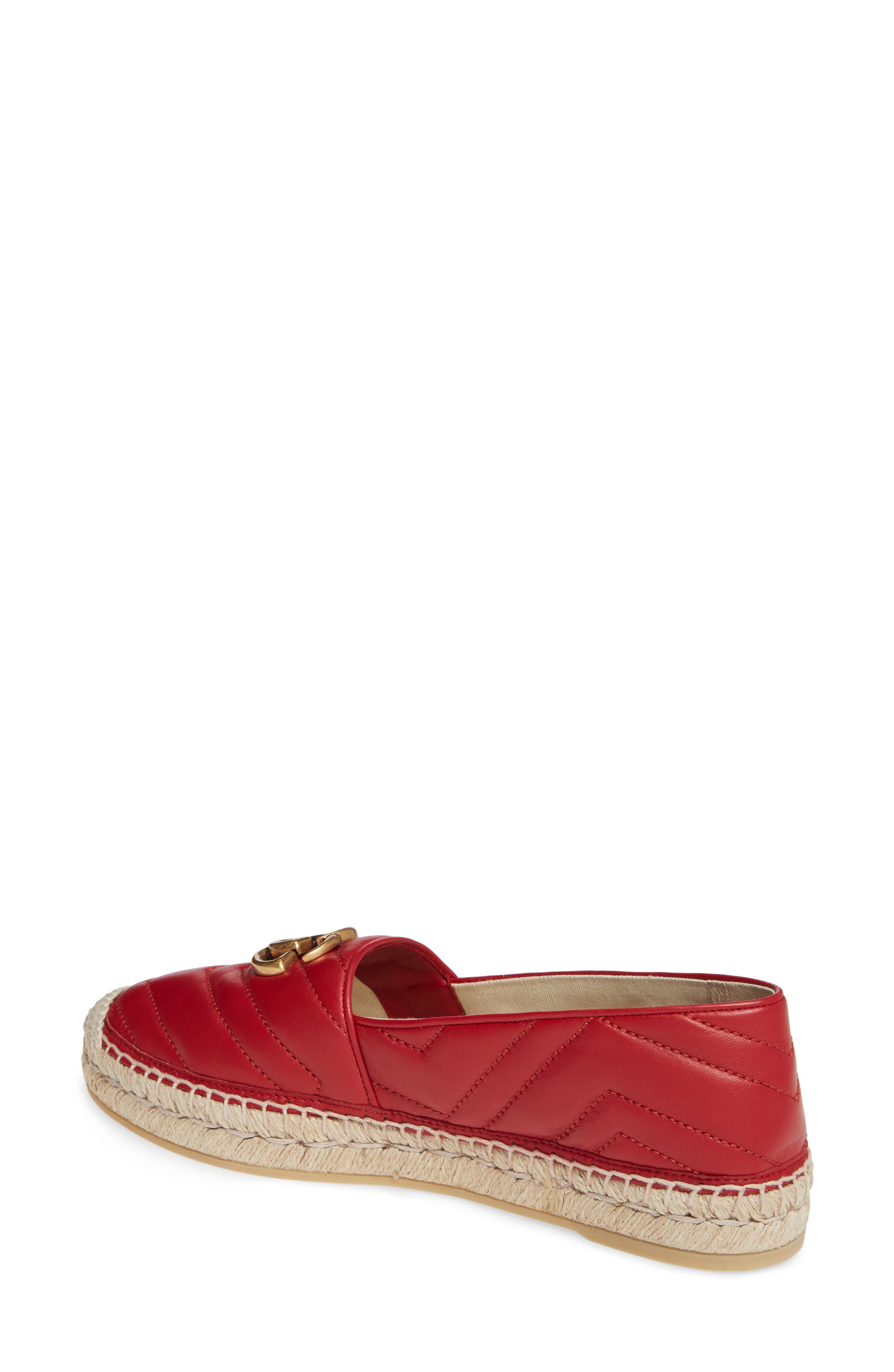 Gucci Pilar GG Matelassé Chevron Flat Espadrille, Alternate, color, 