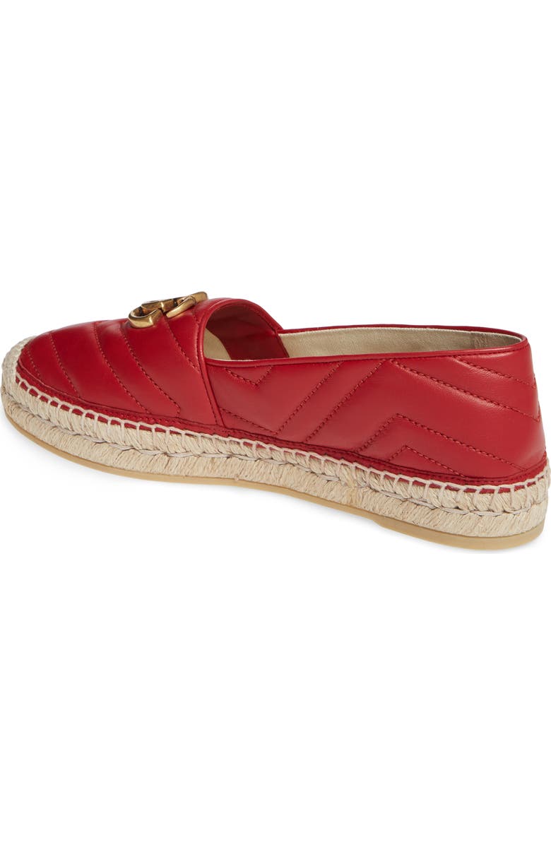 Gucci Pilar GG Matelassé Chevron Flat Espadrille, Alternate, color,