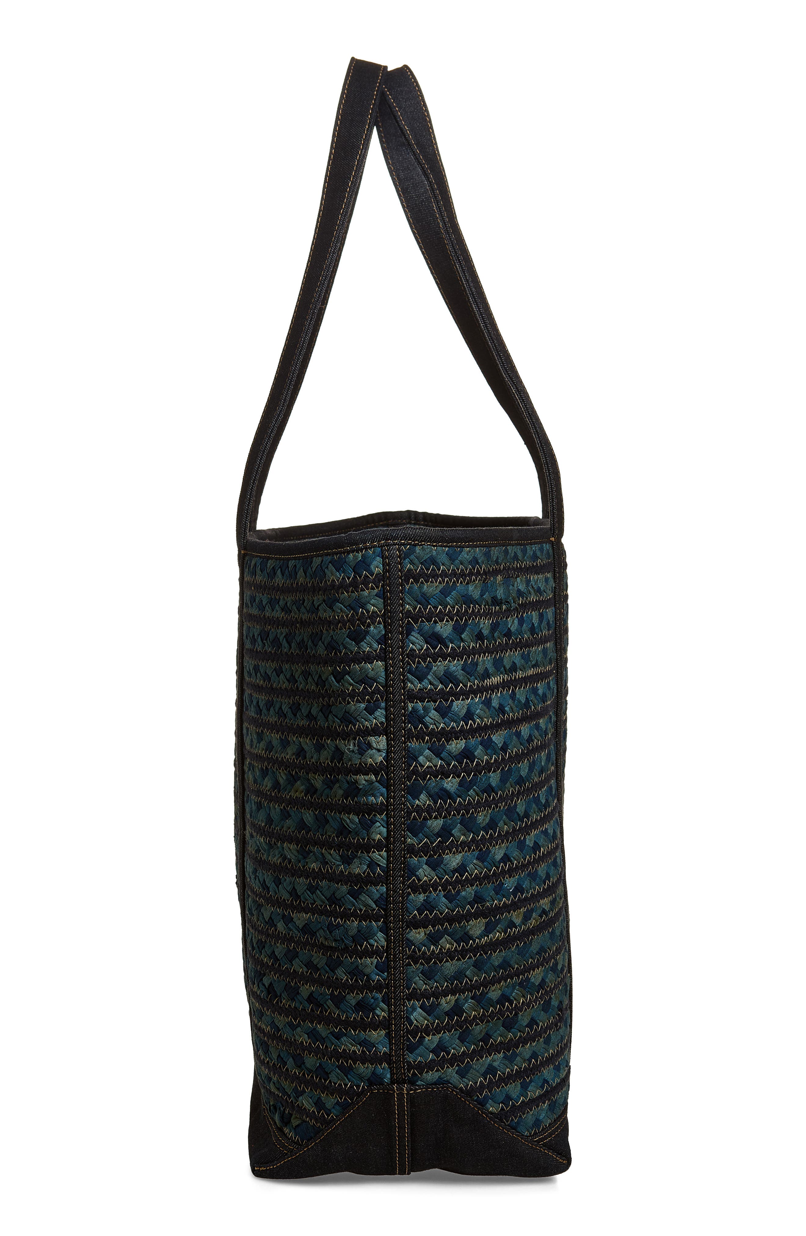 Double RL Banks Braided Cotton Beach Tote, Alternate, color, Navy Multi