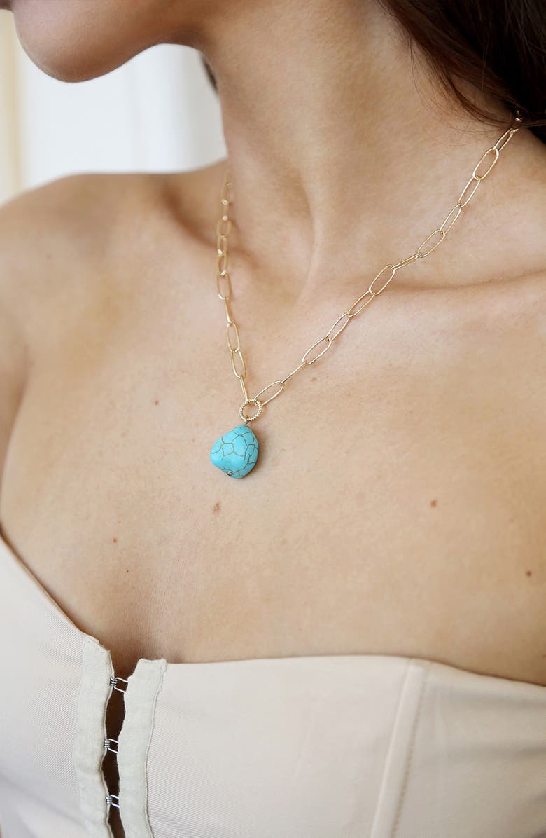 Ettika Turquoise Pendant Necklace, Alternate, color, Turquoise