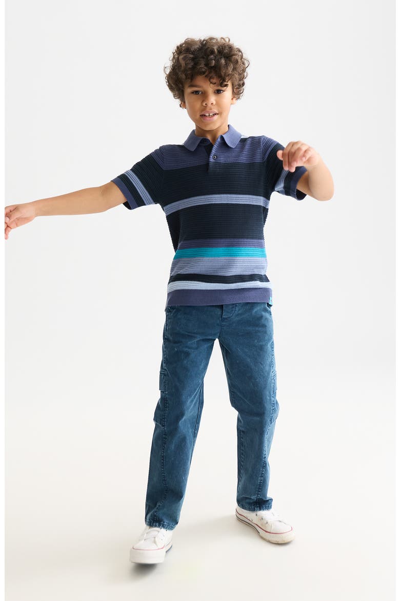 Kids' Stripe Textured Polo, Alternate, color, OCEANA STRIPES