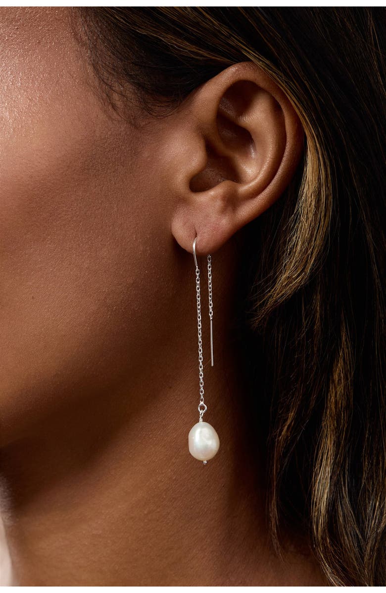 Set & Stones Sabina Keshi Pearl Threader Earrings, Alternate, color, Silver