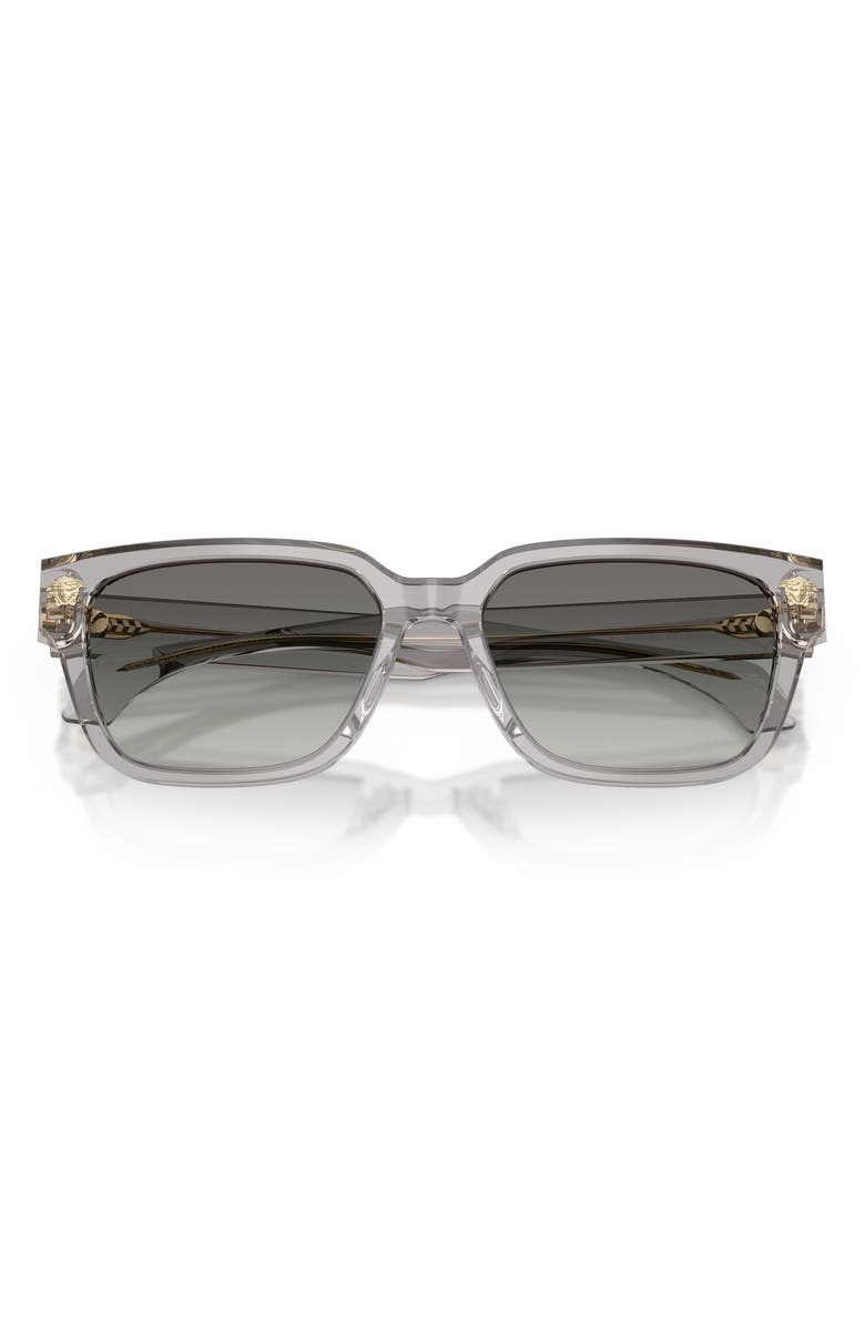 Versace 56mm Rectangular Sunglasses, Alternate, color, Transparent Grey / Grey