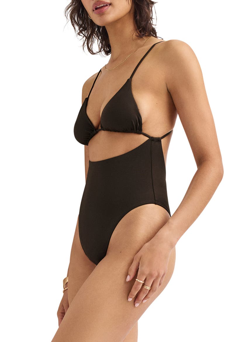 Gia Cutout One-Piece Swimsuit, Alternate, color, DEEP EARTH