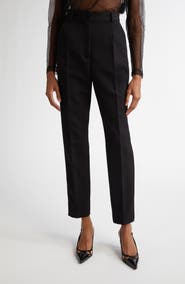 Dolce&Gabbana Pleated Virgin Wool & Silk Blend Ankle Straight Leg Trousers