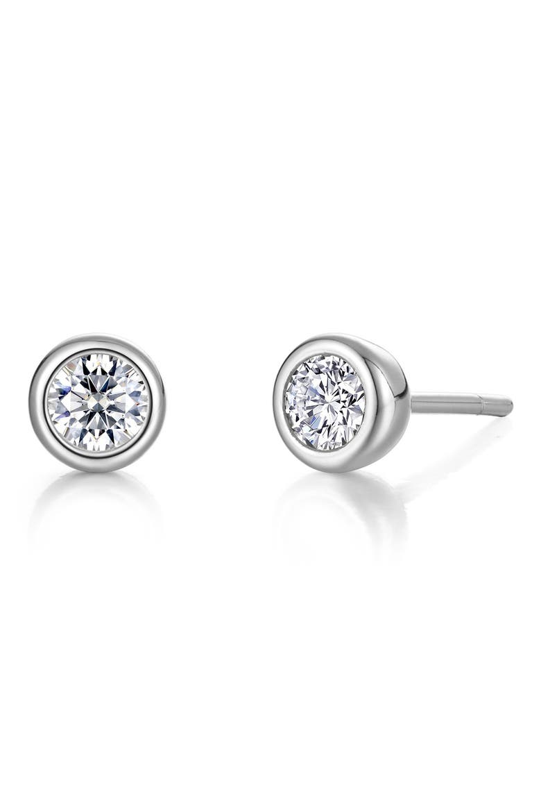 Minimal Embrace Simulated Diamond Stud Earrings, Main, color, SILVER