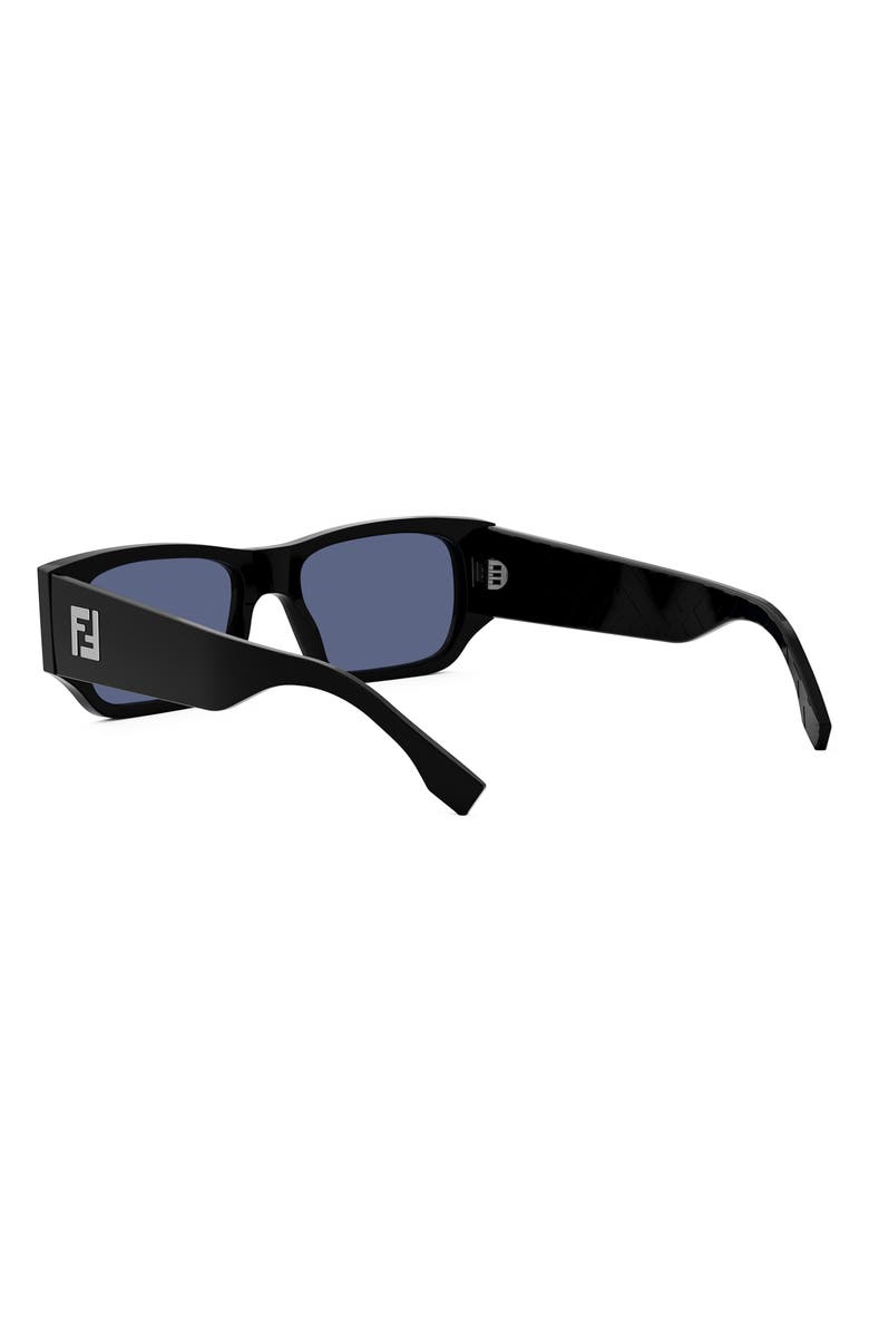 Fendi FF Squared 54mm Rectangular Sunglasses, Alternate, color, Shiny Black / Blue