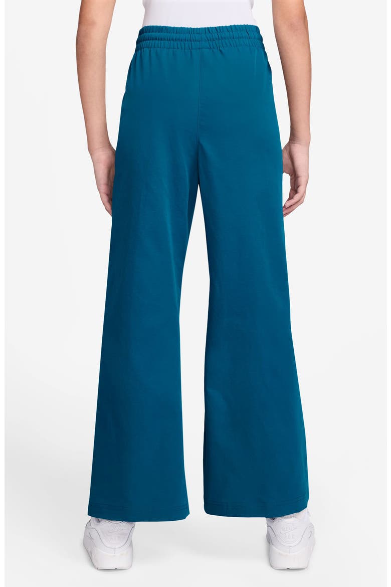 Kids' Woven Wide Leg Pants, Alternate, color, 301 GREEN ABYSS/WHITE