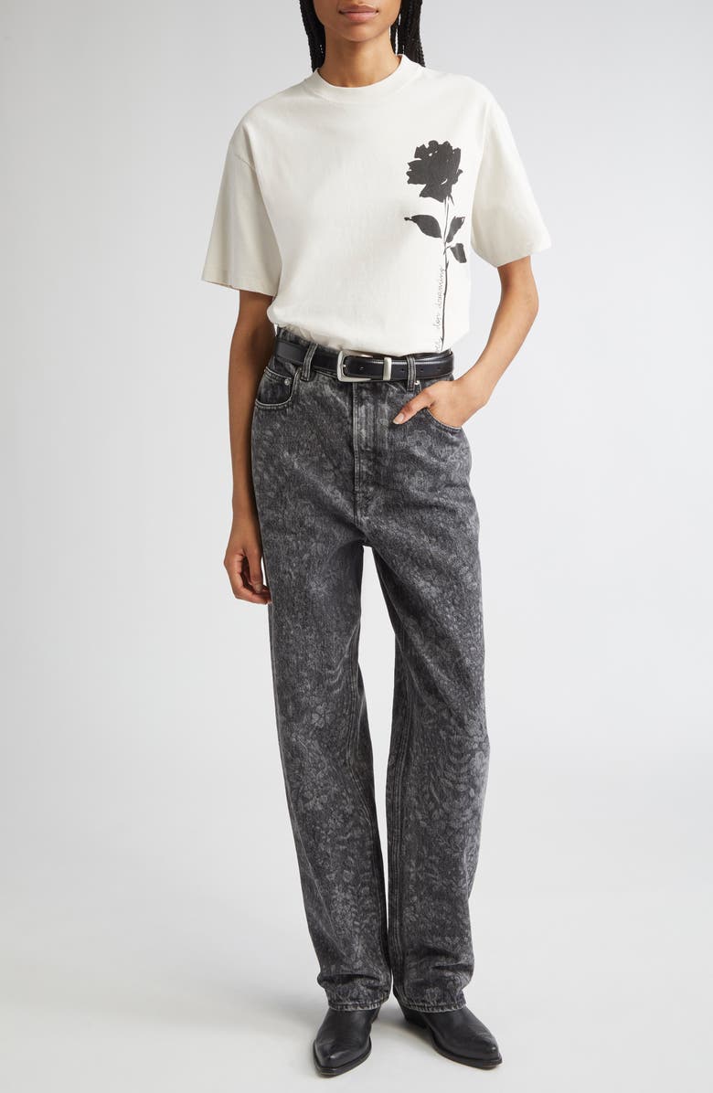 Golden Goose Journey Boxy Floral Graphic T-Shirt, Alternate, color, Artic Wolf/ Black