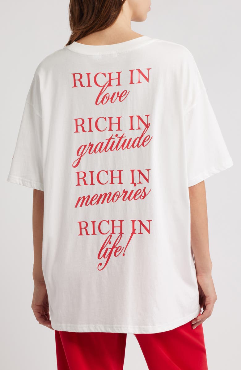 THE MAYFAIR GROUP Rich in Life Oversize Graphic T-Shirt, Alternate, color, White