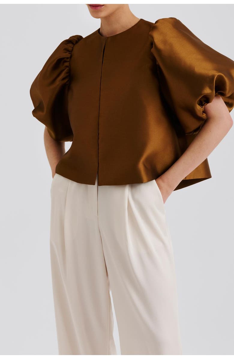 Malina Cleo Pouf Balloon Sleeve Blouse, Alternate, color, Amber