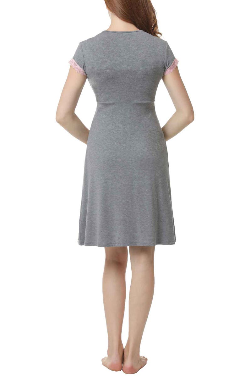 Kimi & Kai Jenny Maternity/Nursing Nightgown, Alternate, color, Dark Heather Gray