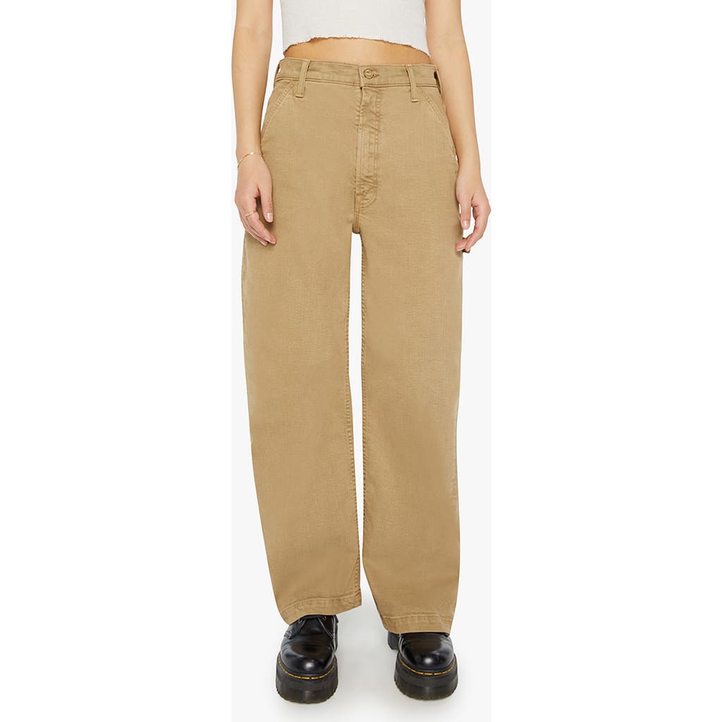 Shop Mother Lil' Stud Finder Sneak Wide Leg Jeans In Prairie Sand