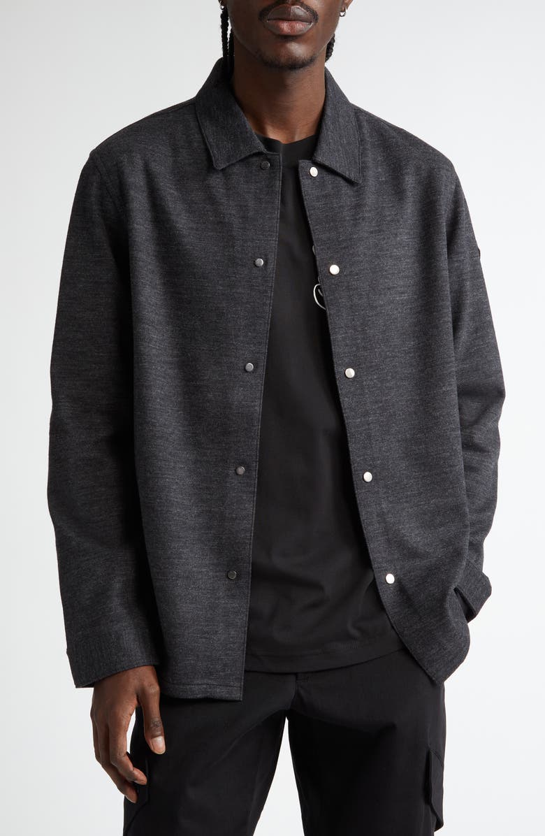 Moncler Wool & Cotton Blend Snap-Up Shirt, Alternate, color, 
