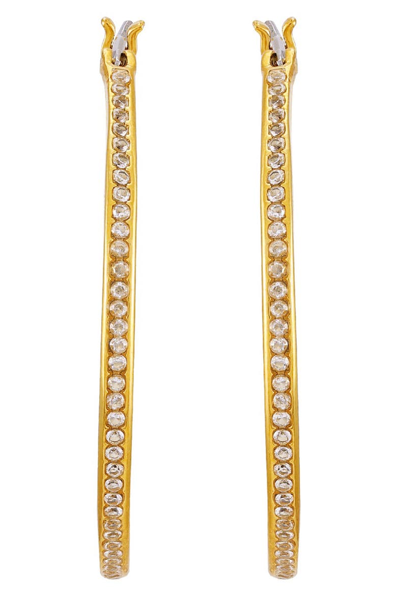 Cubic Zirconia Hoop Earrings, Alternate, color, GOLDTONE