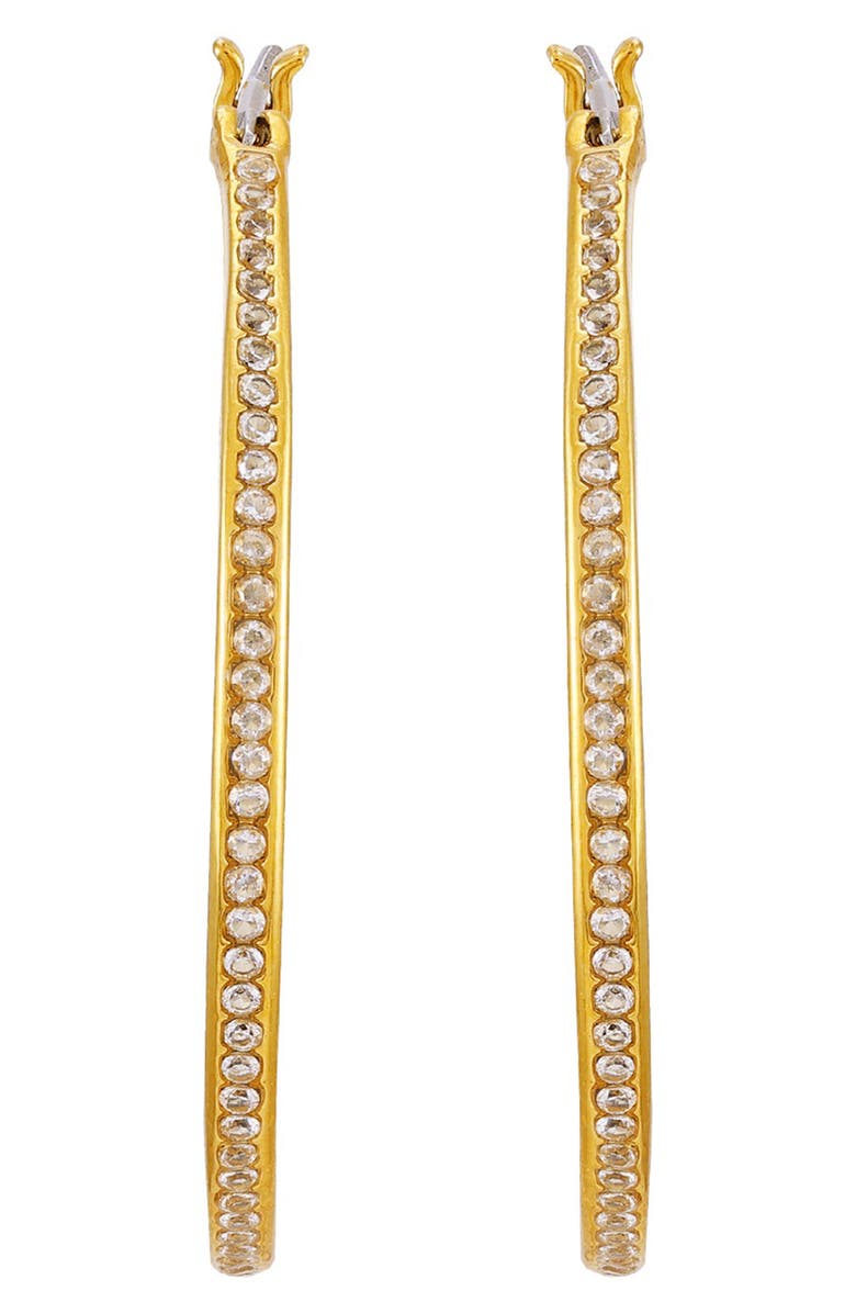 GUESS Cubic Zirconia Hoop Earrings, Alternate, color, Goldtone