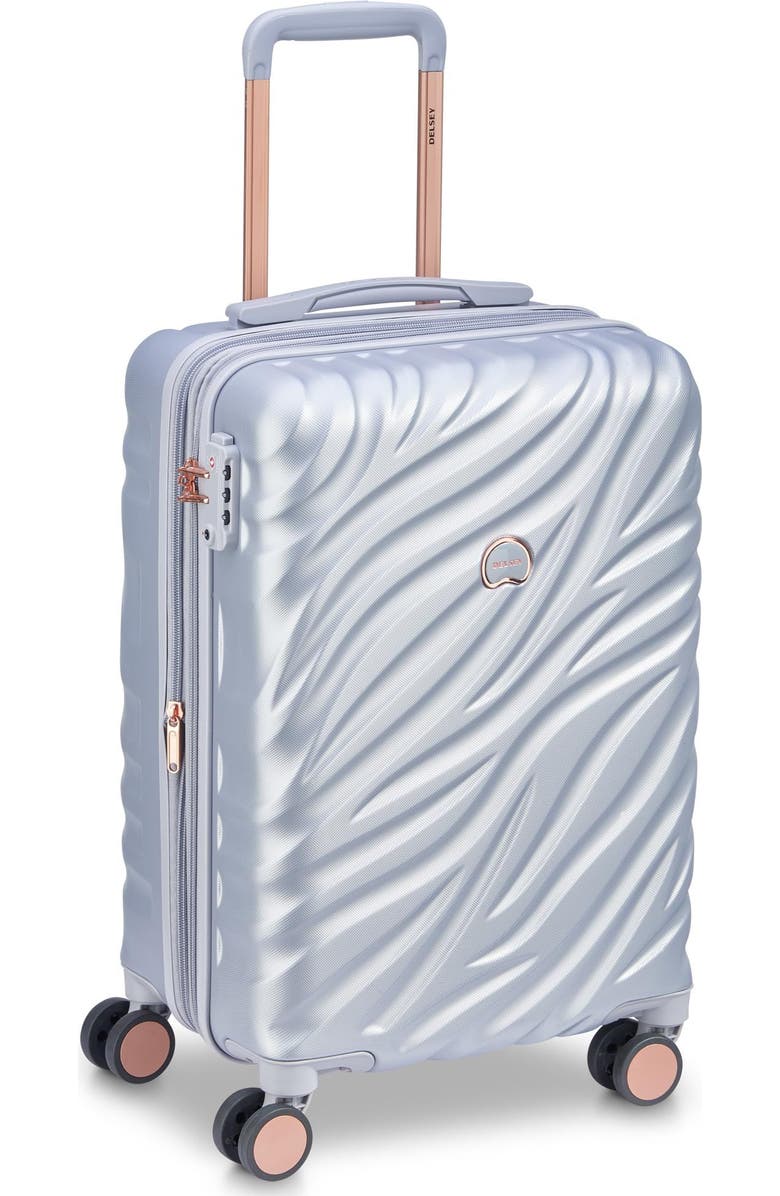 Delsey Paris Alexis Hardside 21-Inch Carry-On Expandable Spinner Luggage, Main, color, Platinum/Rose Gold