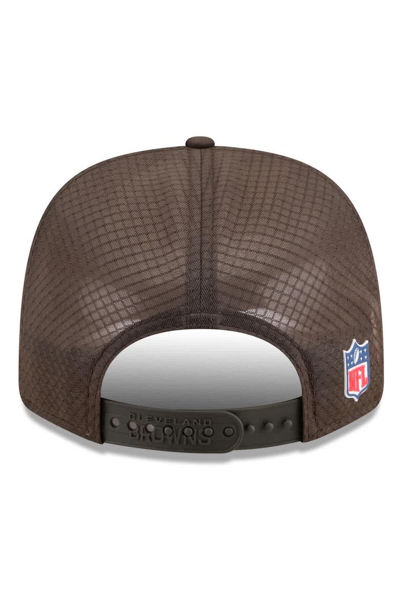 Men's New Era Brown Cleveland Browns 2025 Sideline  9SEVENTY Trucker Adjustable Hat, Alternate, color, Brown