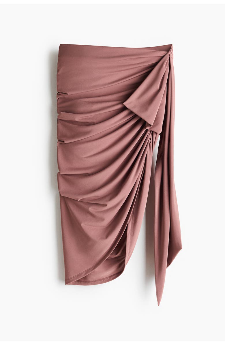 H&M Draped Tie-detail Skirt, Main, color, Dusty Pink