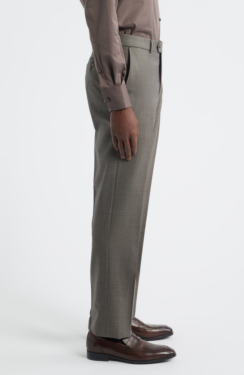 Berle Crossbred Flat Front Wool Dress Pants, Alternate, color, Brown