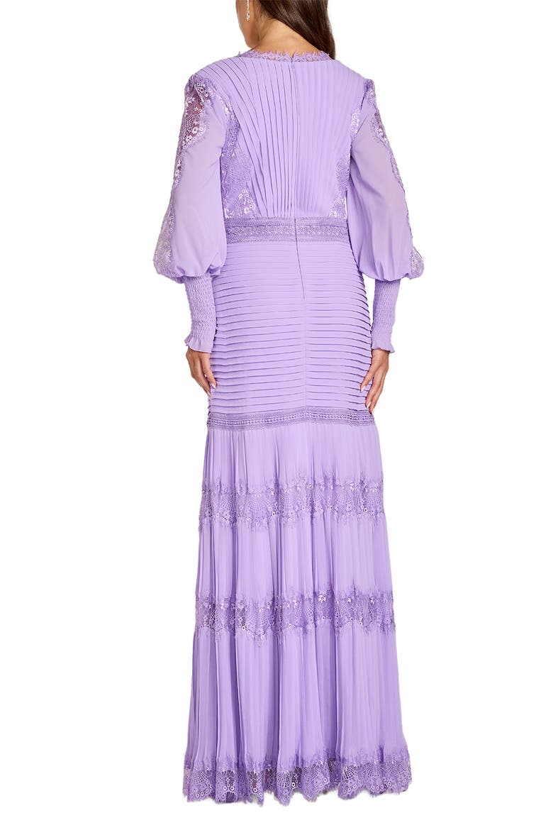 Pintuck Detail Long Sleeve Gown, Alternate, color, PURPLE HAZE