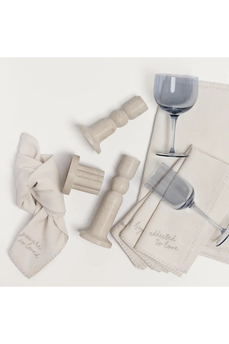 Love Notes Embroidered Napkin Set of Four, Alternate, color, Natural