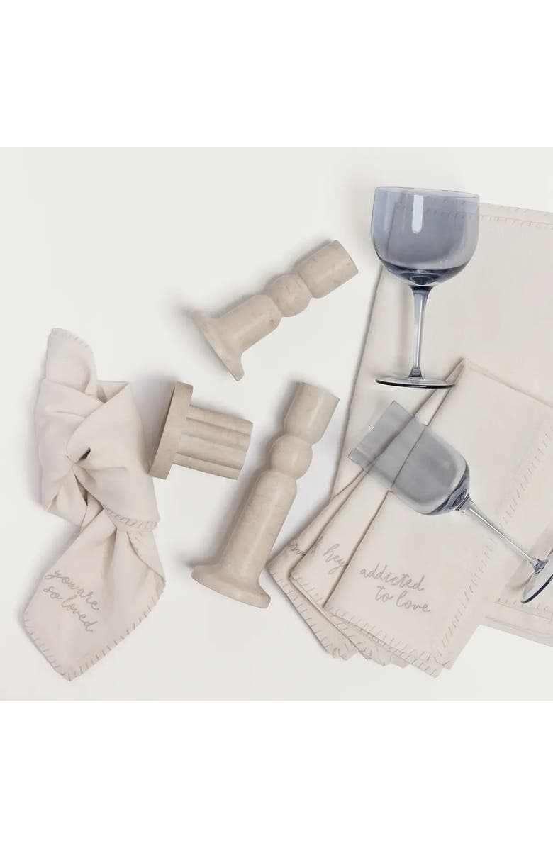 House of Revelry Love Notes Embroidered Napkin Set of Four, Alternate, color, Natural