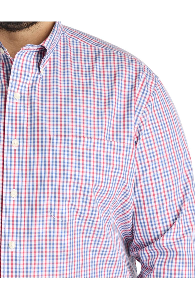 Brooks Brothers Big & Tall Non-Iron Multi Gingham Sport Shirt, Alternate, color, Navy Red