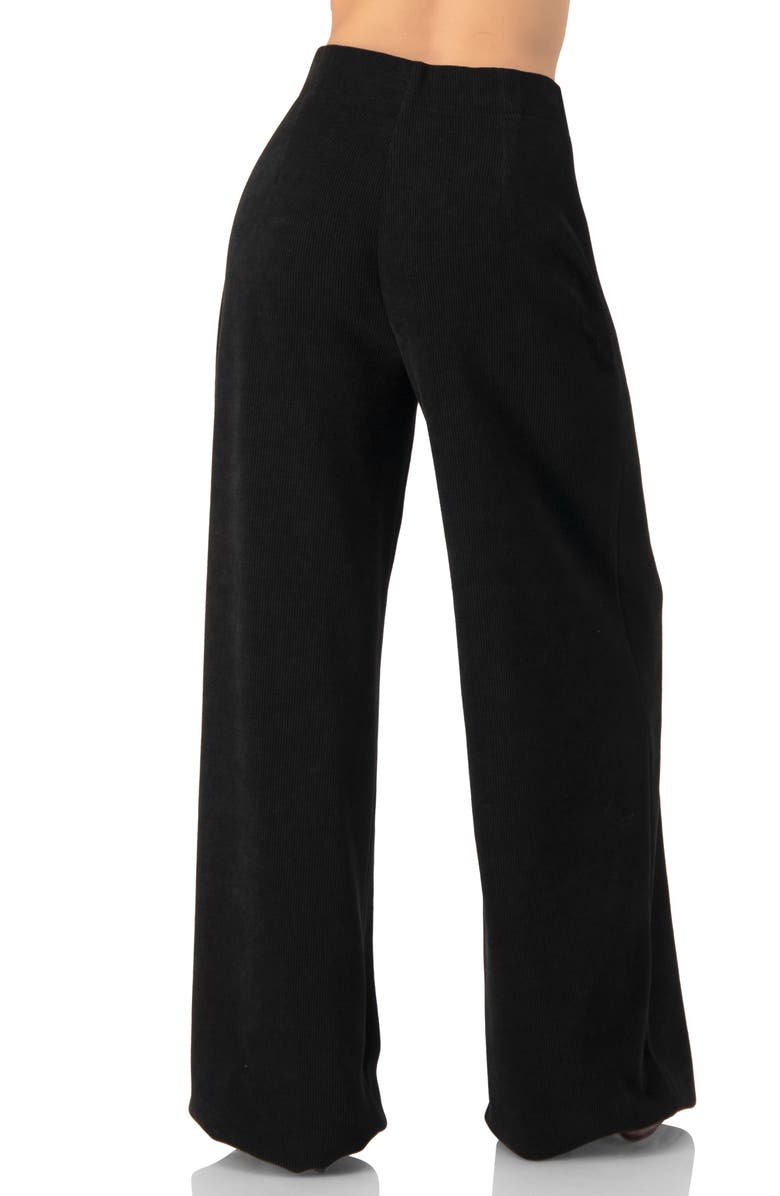 IVONNE Corduroy High-Waisted Wide-Leg Trousers, Alternate, color, Black