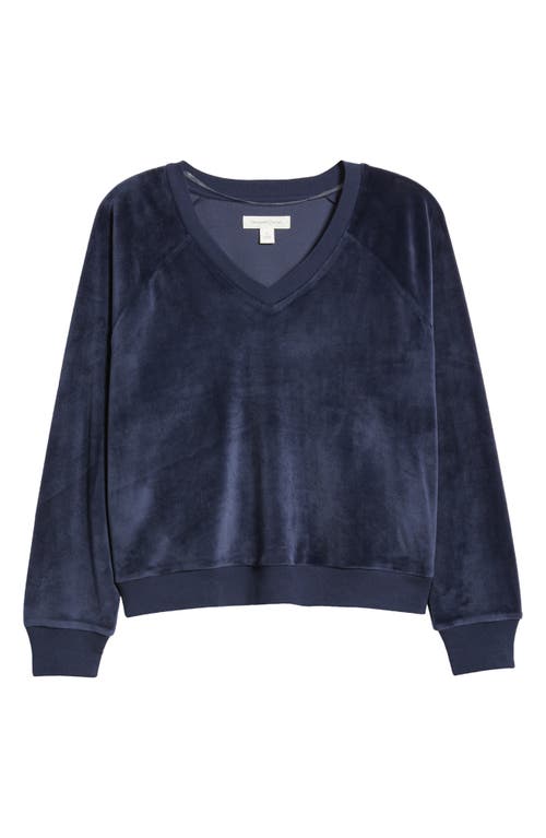 Shop Treasure & Bond V-neck Velour Sweatshirt In Navy Blazer