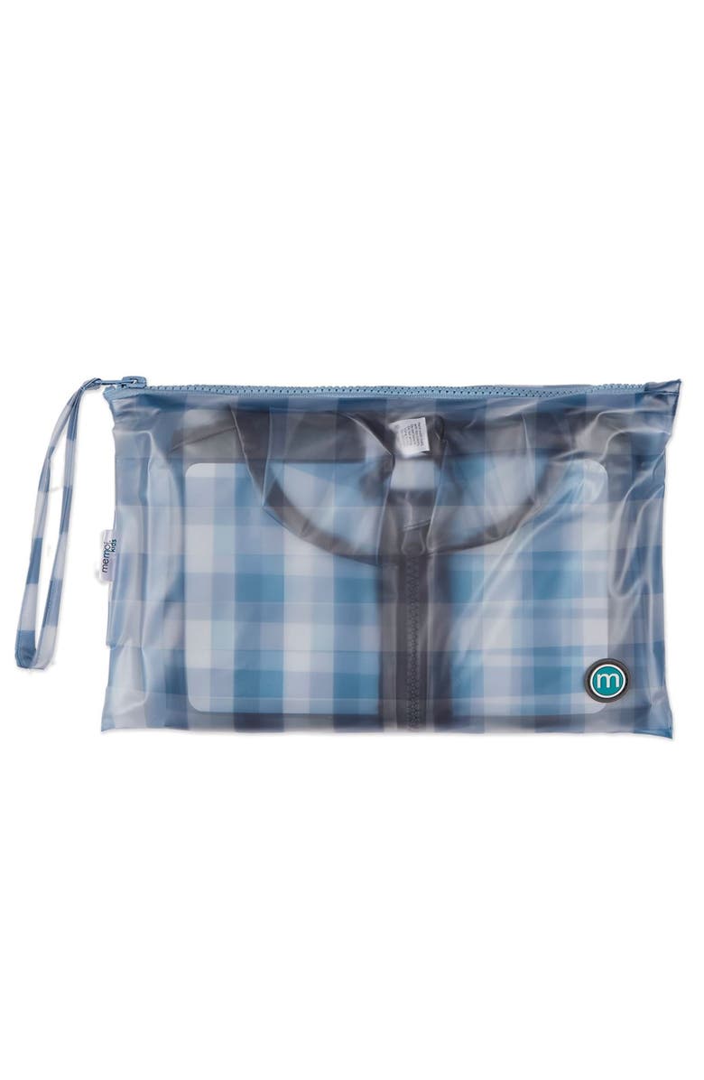 MeMoi Kids Checkered Raincoat with Self-Storage Pouch, Alternate, color, Navy