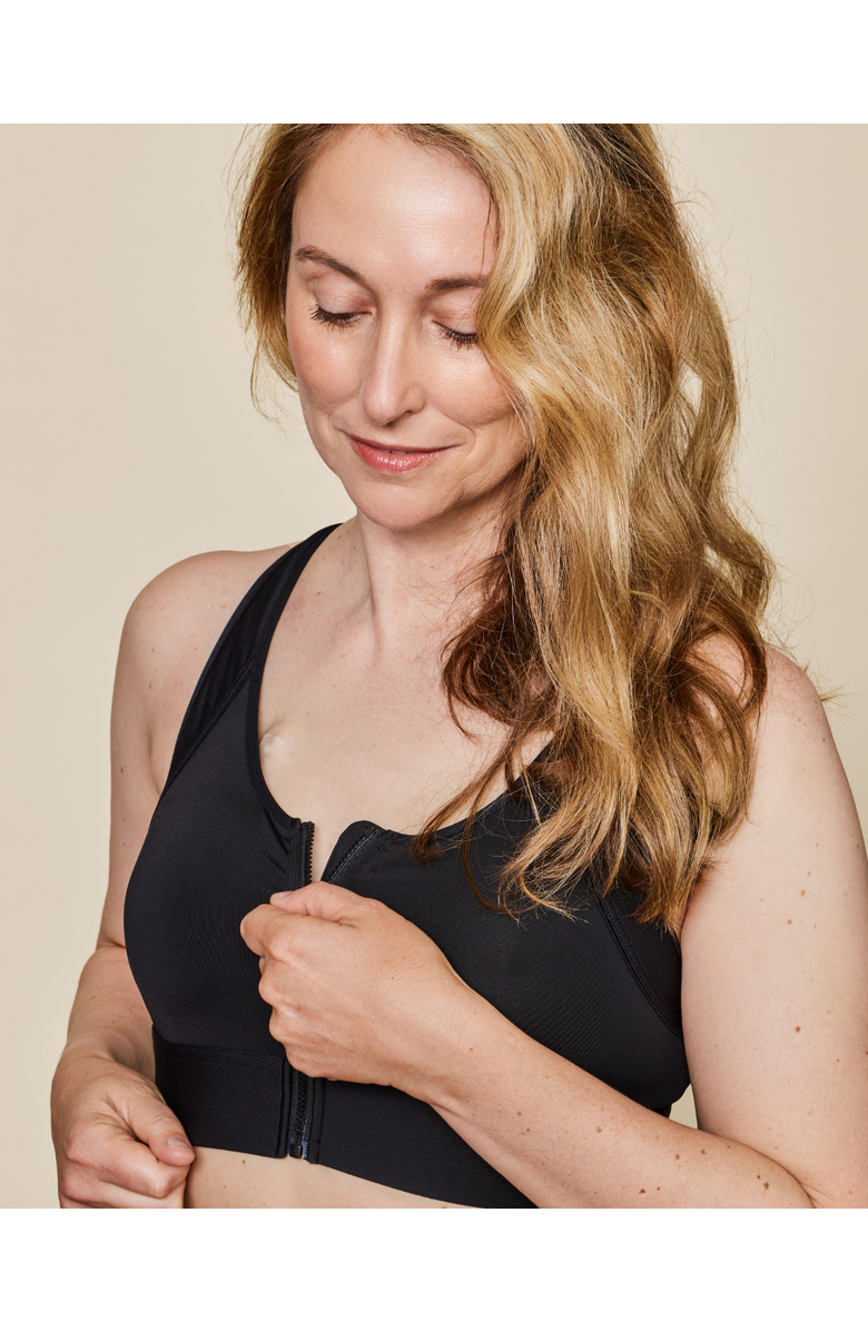 Meadow Hero Front Closure Sports Bra Mastectomy Friendly, Alternate, color, Black