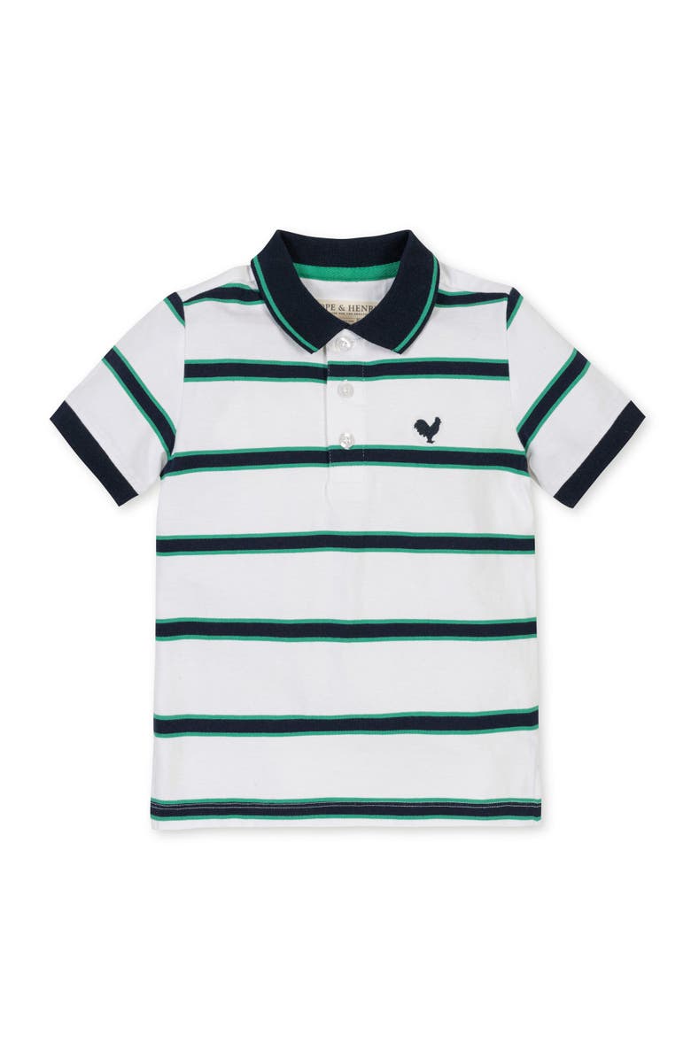 Hope & Henry Kids' Organic Short Sleeve Jersey Polo, Main, color, Pickleball Stripe