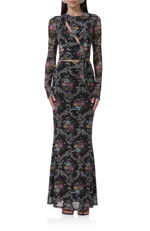 Afrm Chaya Floral Asymmetric Cutout Top In Multi