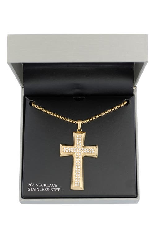 American Exchange Stainless Steel Pavé Crystal Cross Pendant Necklace In Gold