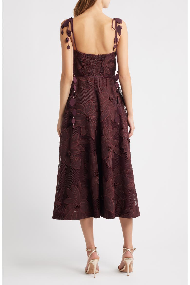 Emilia Bustier Lace Midi Cocktail Dress, Alternate, color, CHOCOLATE