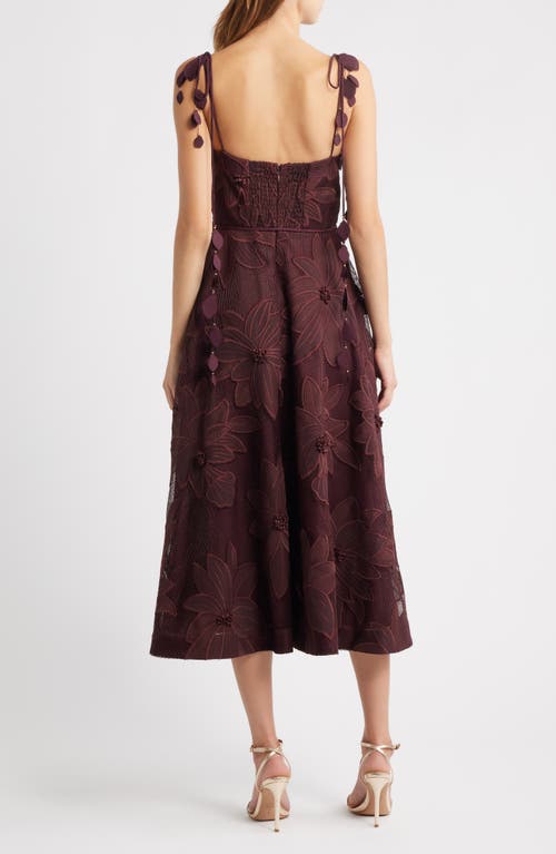 Ciebon Emilia Bustier Lace Midi Cocktail Dress In Brown