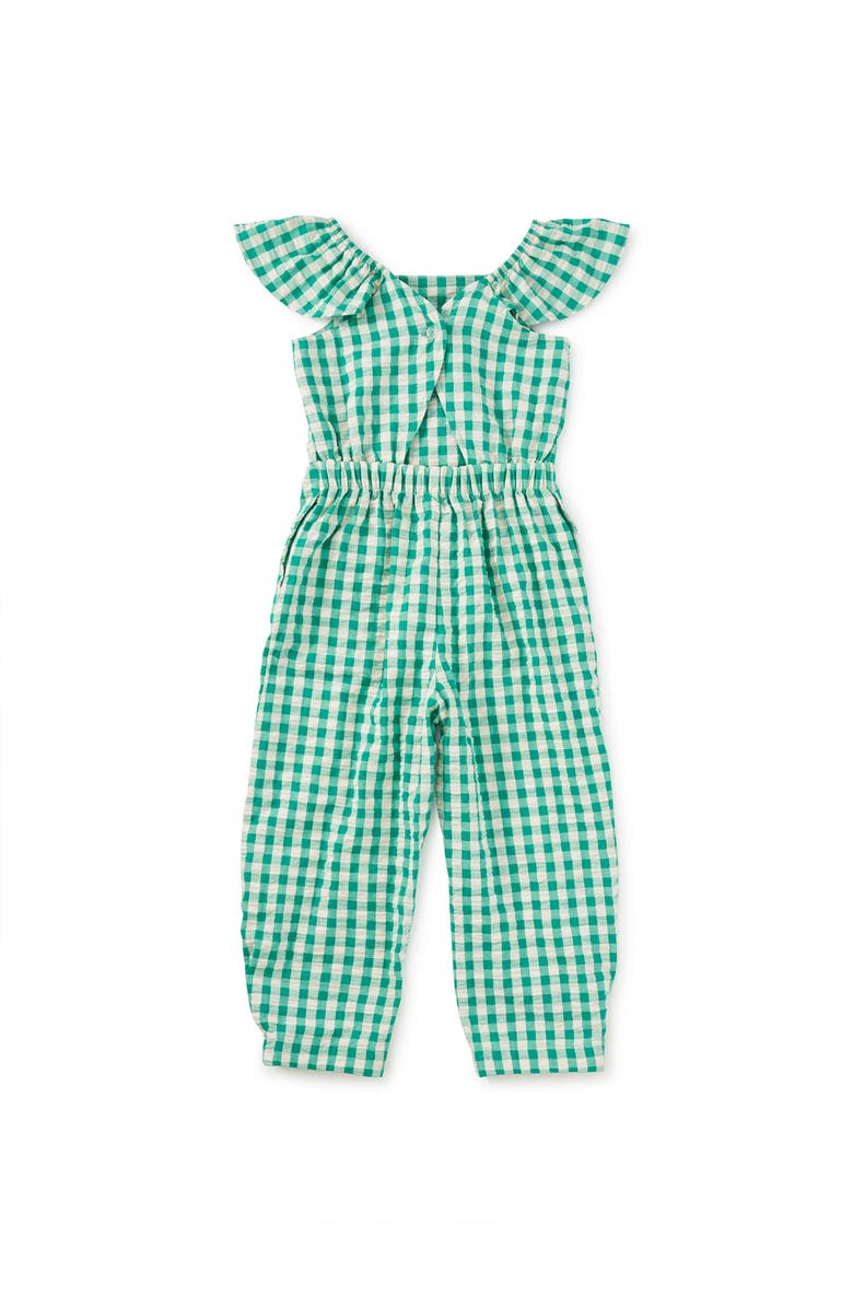 Tea Collection Flutter Strap Jumpsuit, Alternate, color, Garden Party Check