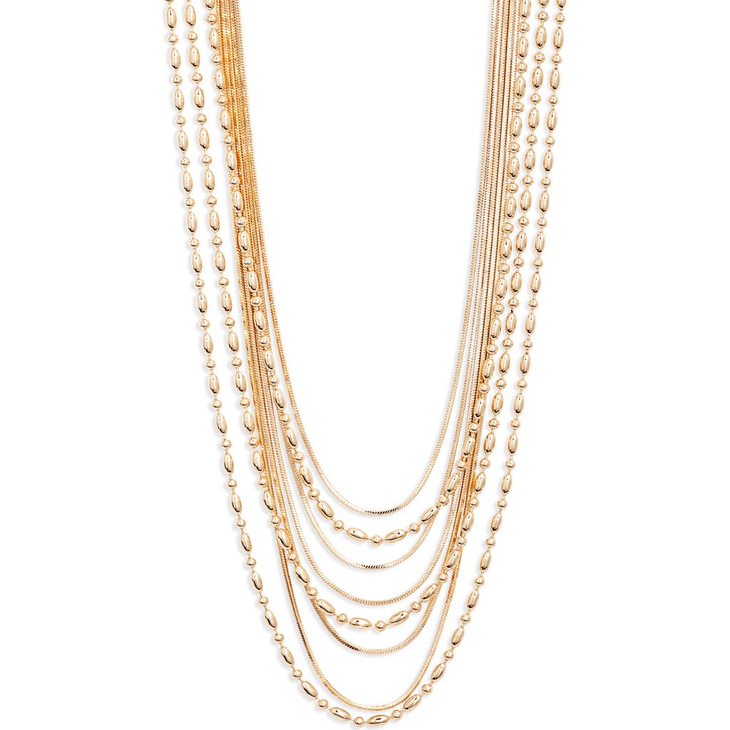 Open Edit Snake And Ball Chain Layered Necklace In Gold