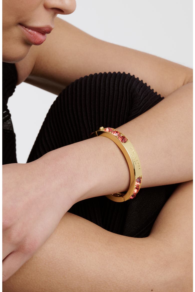 Rosie Crystal Hinged Bangle Bracelet, Alternate, color, GOLD TONE / HOT PINK CRYSTAL