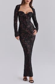 HOUSE OF CB Lucelle Embellished Lace Maxi Dress