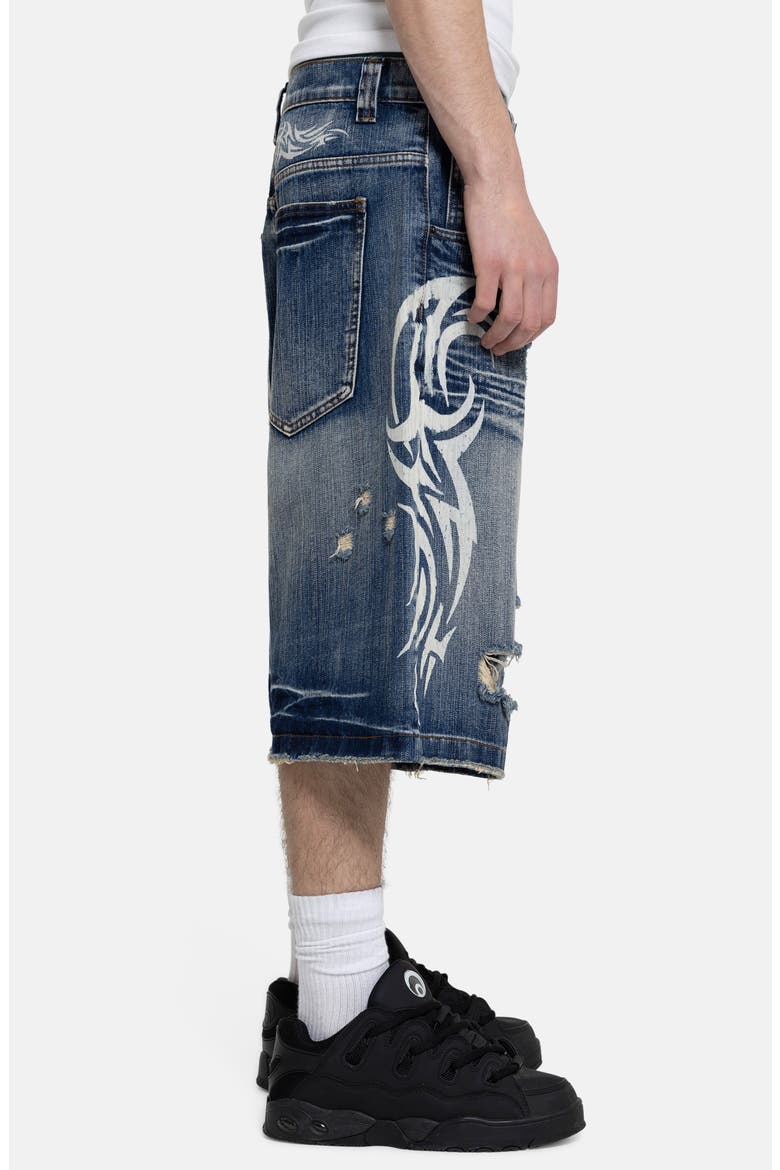 Blade Colossus Crop Wide Leg Denim Shorts, Alternate, color, BLUE