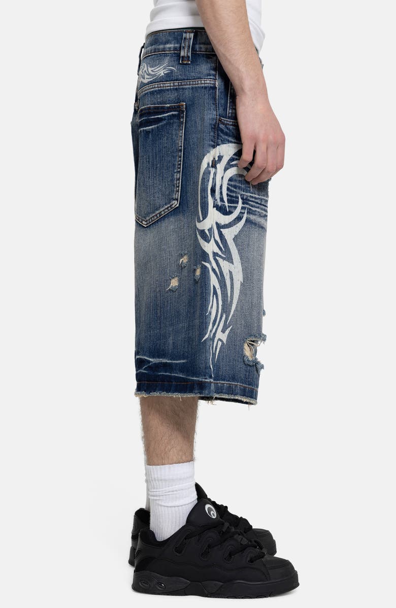 JADED LONDON Blade Colossus Crop Wide Leg Denim Shorts, Alternate, color, Blue